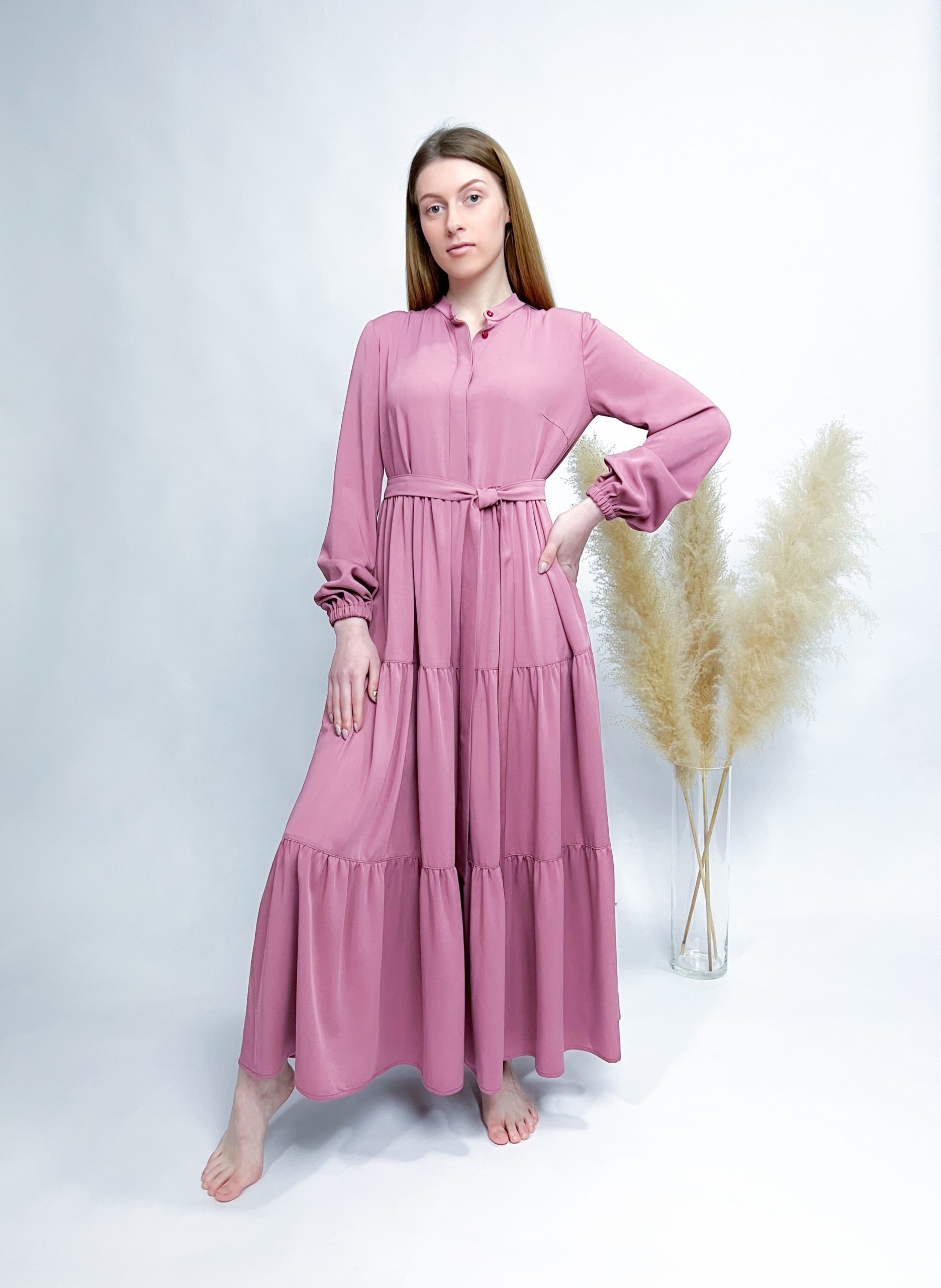 Kleid mit Stufenrock einfarbig – Bild 14