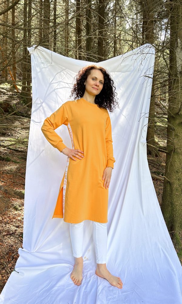 Tunic dress with bhakti stripes