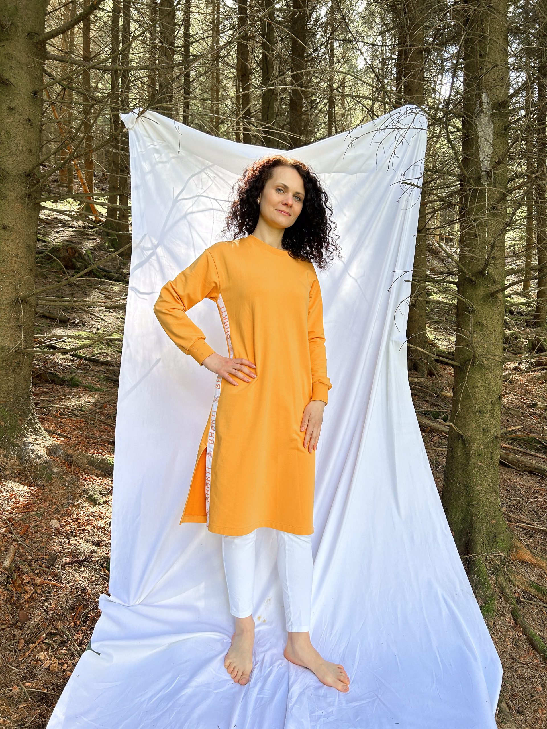 Tunic dress with bhakti stripes