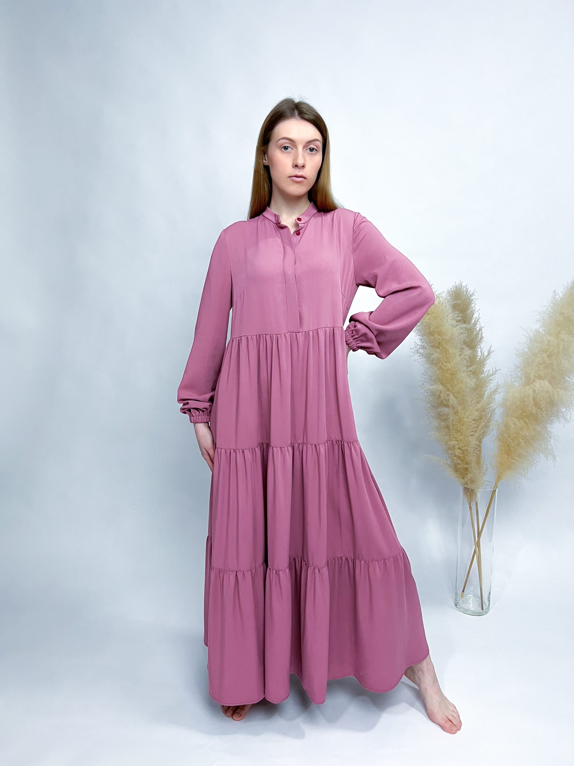 Kleid mit Stufenrock einfarbig – Bild 13