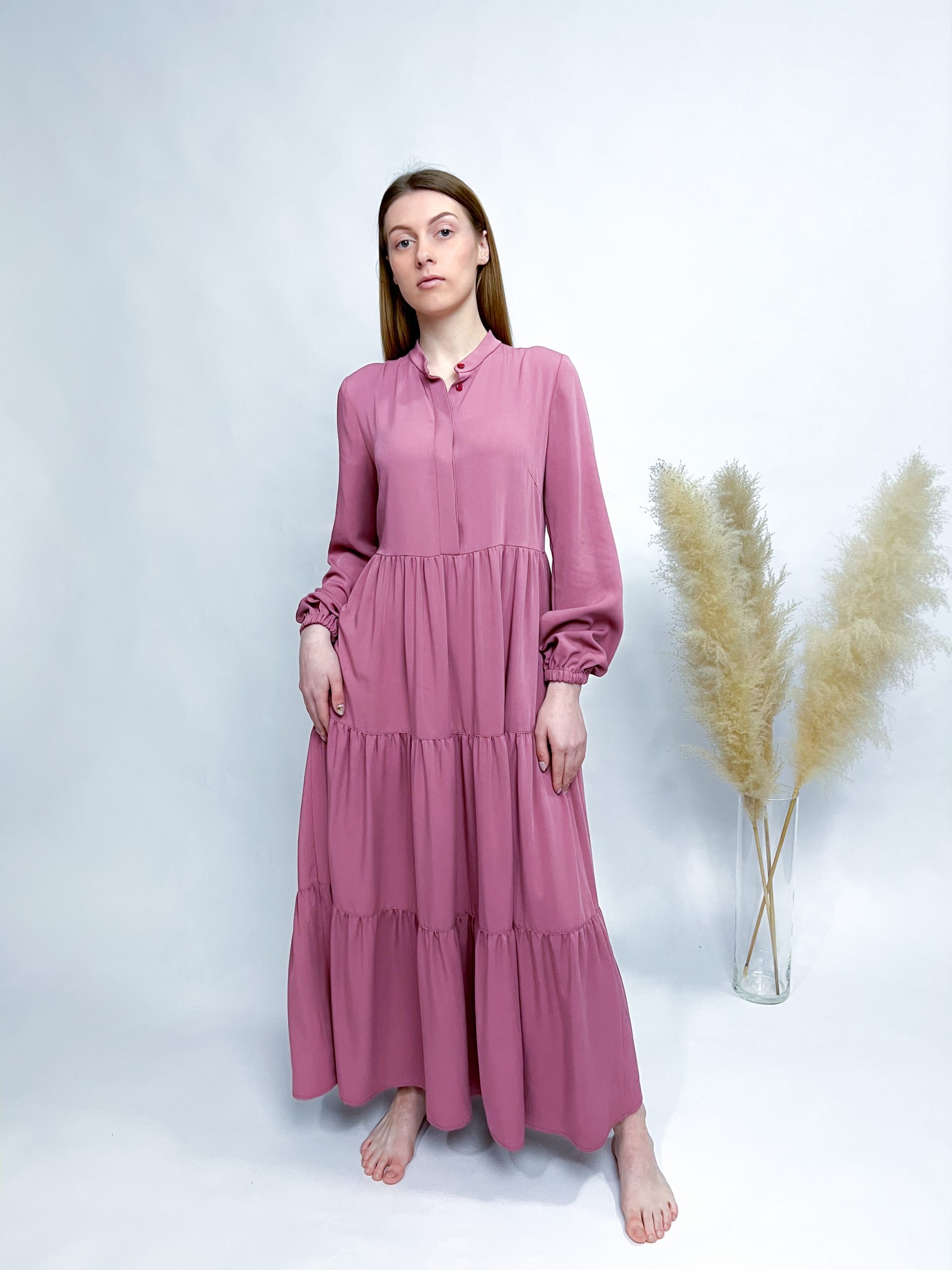 Kleid mit Stufenrock einfarbig – Bild 12