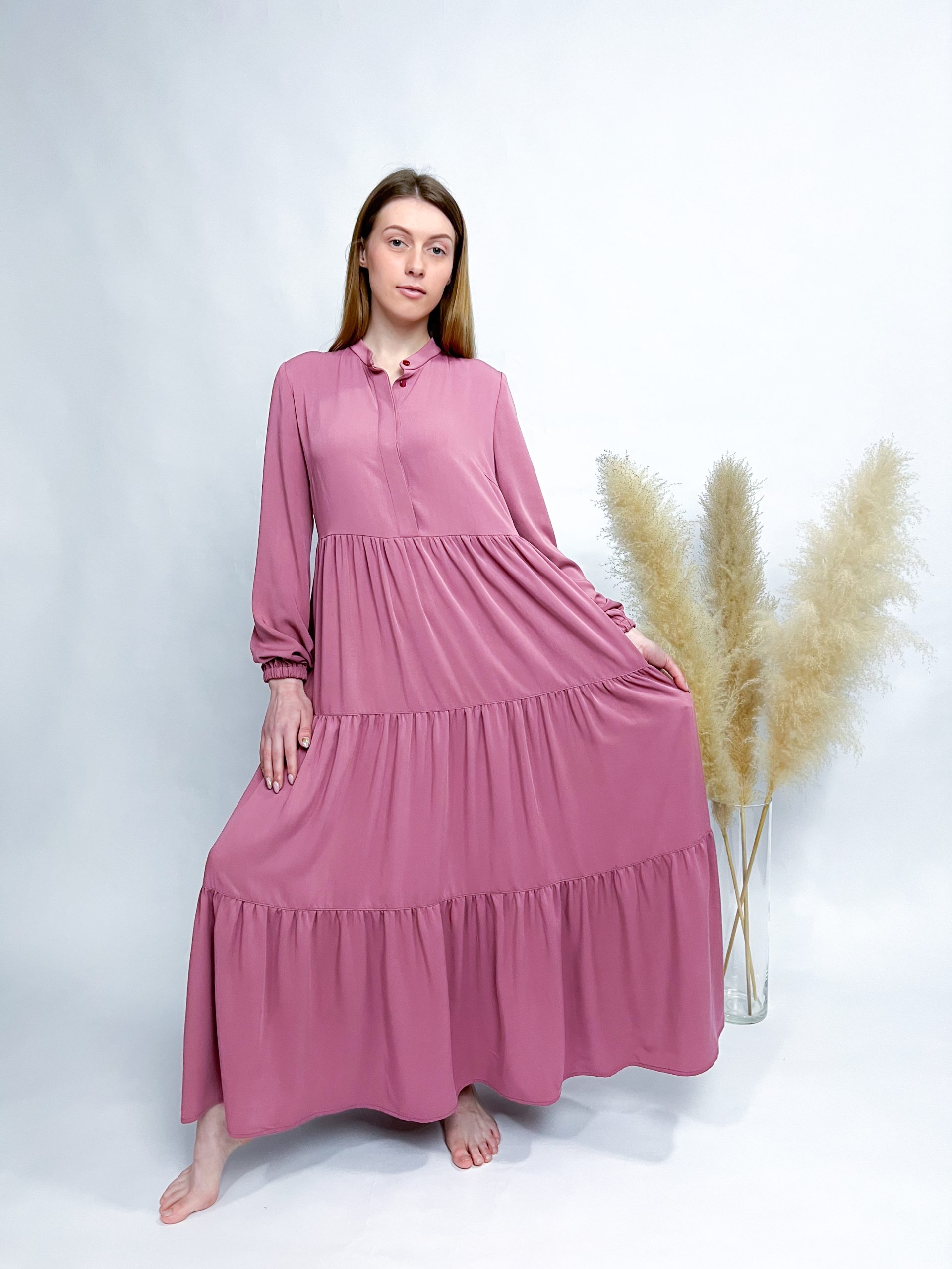 Kleid mit Stufenrock einfarbig – Bild 9