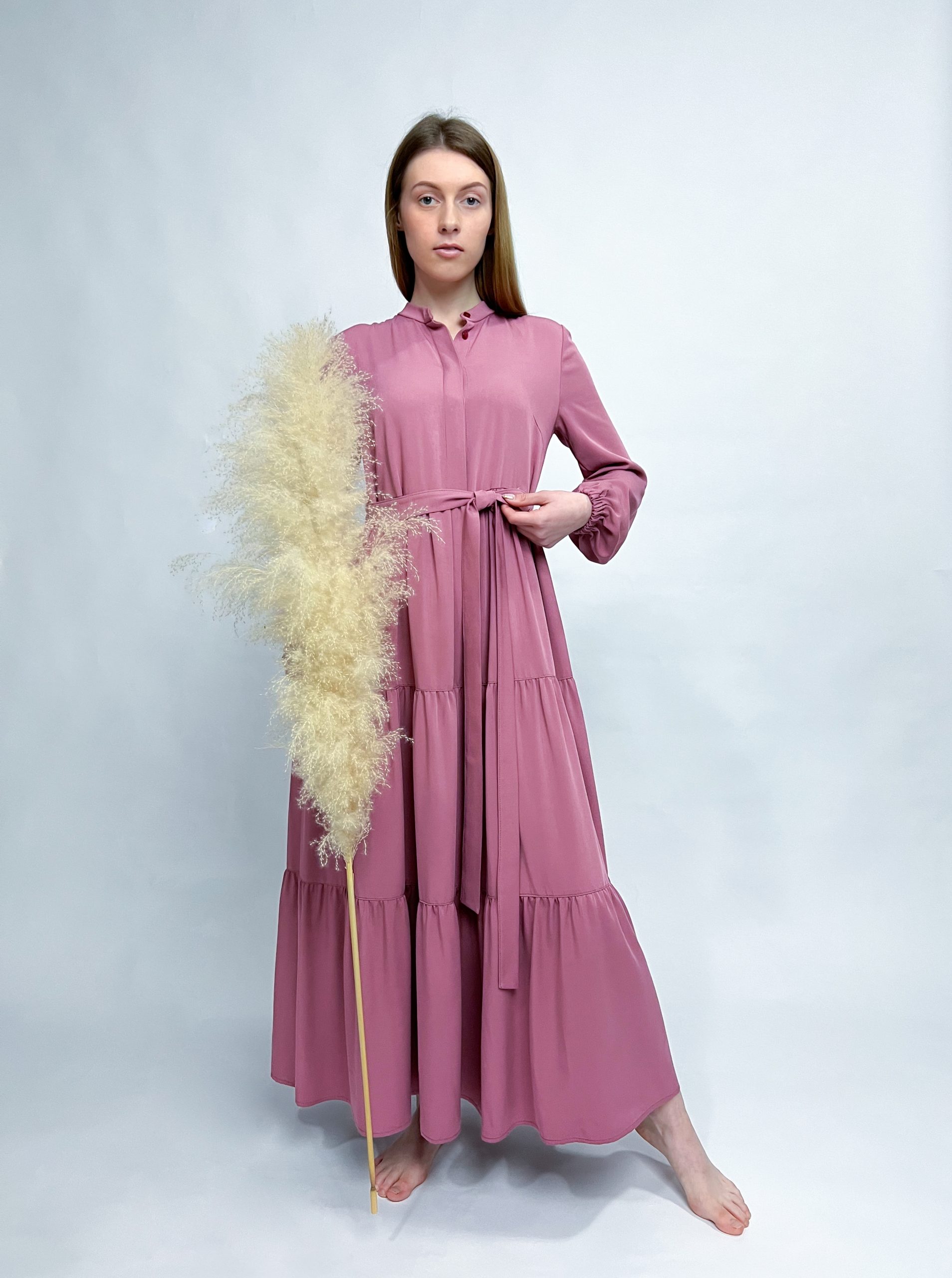 Kleid mit Stufenrock einfarbig – Bild 2