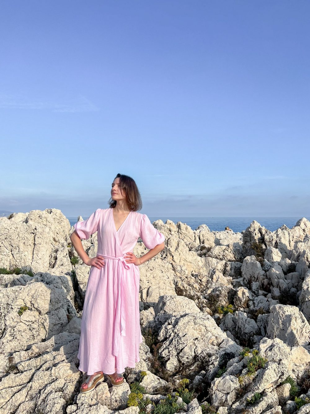 Wrap dress in muslin