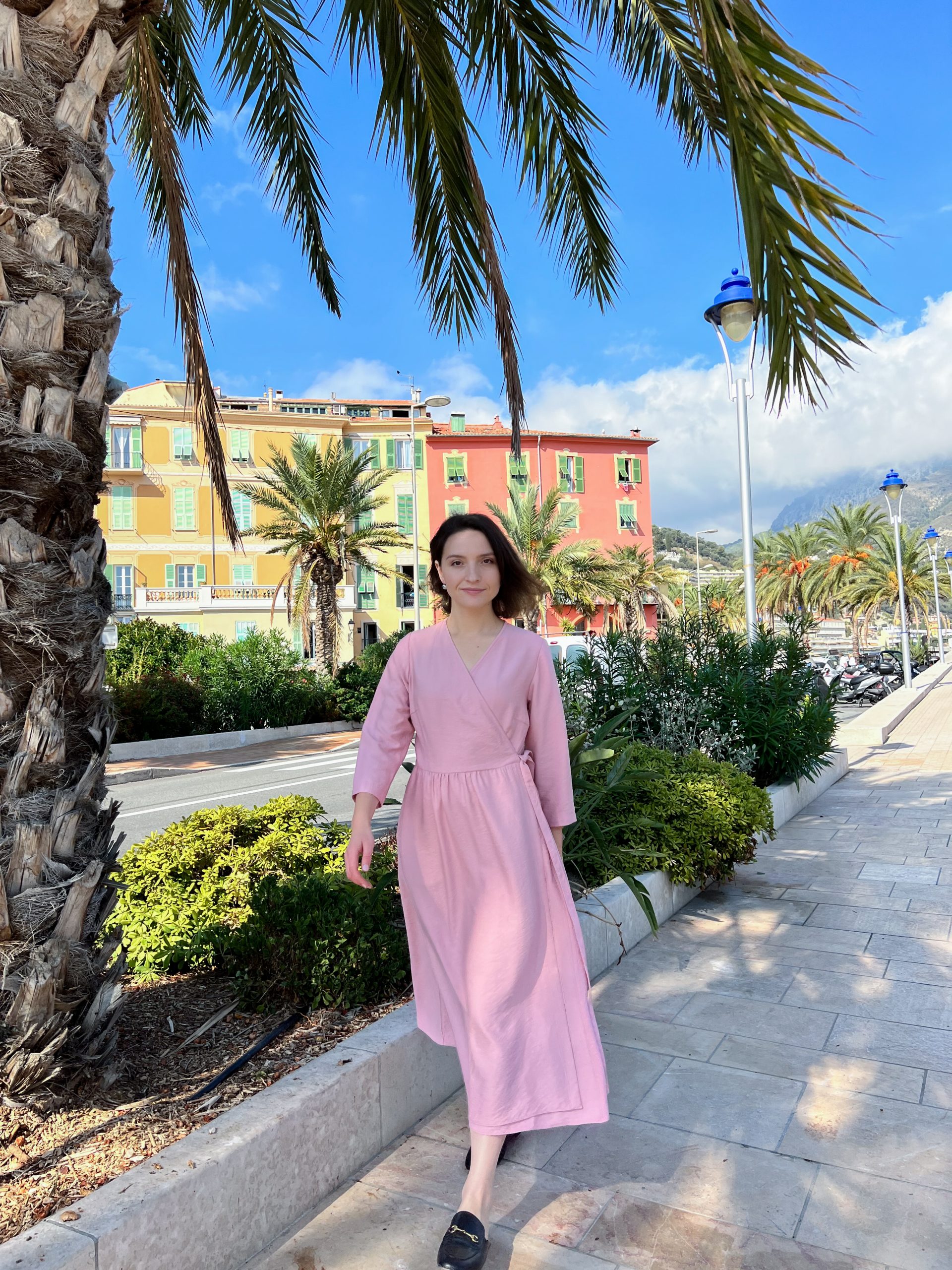 Boho linen wrap dress